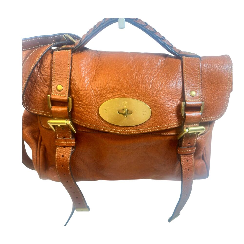 Vintage Mulberry Oak Leather Satchel Crossbody Bag Brass Hardware